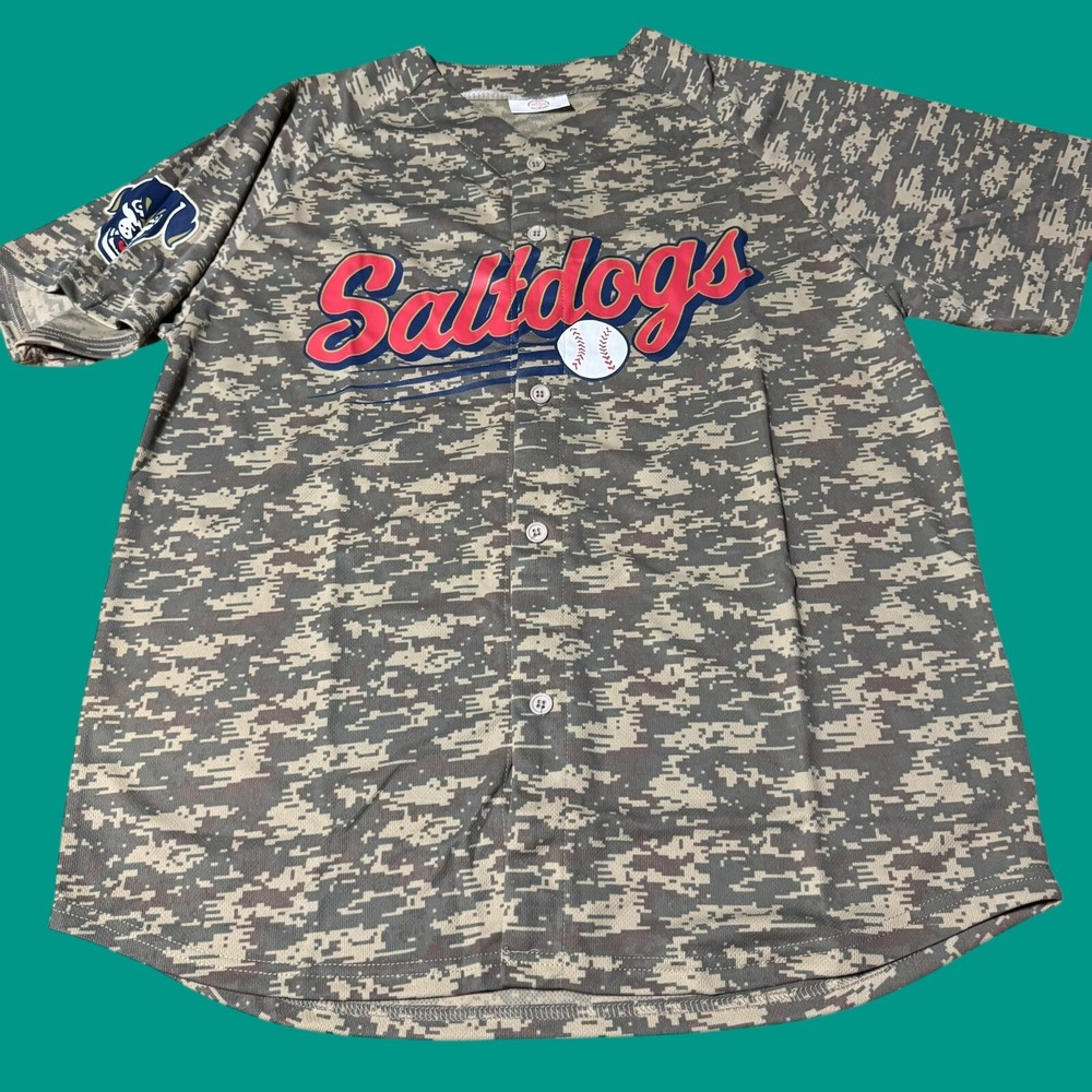 Lincoln Saltdogs Jersey Camo MiLB Baseball Jersey Size XL Ameritas #17